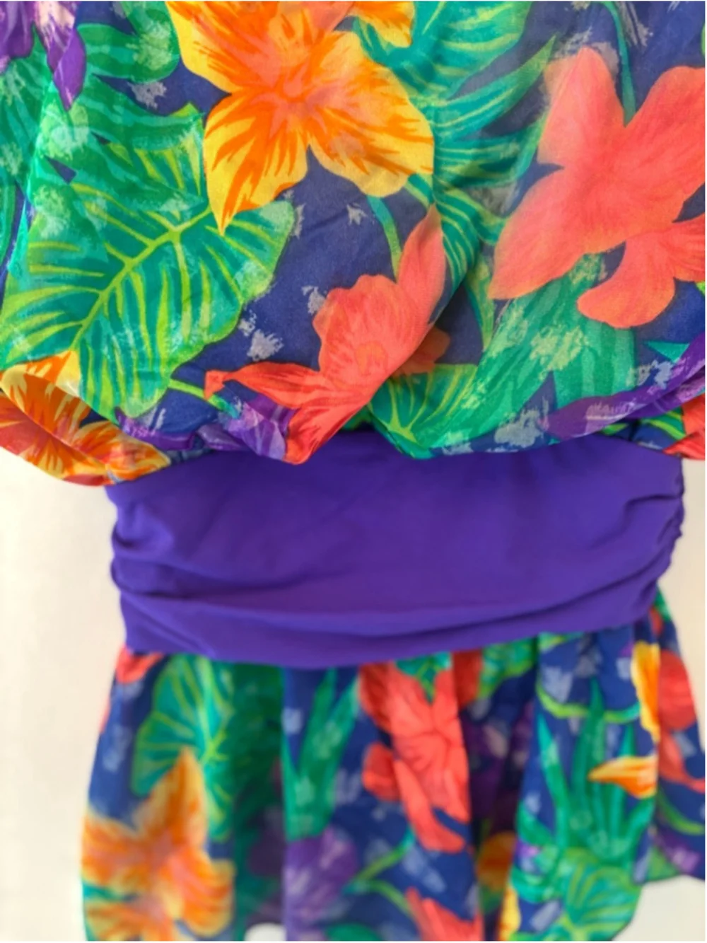 Vintage Sun Streak Tropical Swimsuit Size 8 Floral One Piece Skirted